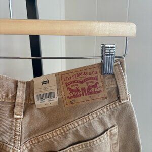 Levi’s 501 Original High Rise Straight Leg Tan Denim Jeans Women’s 25x30 NWT